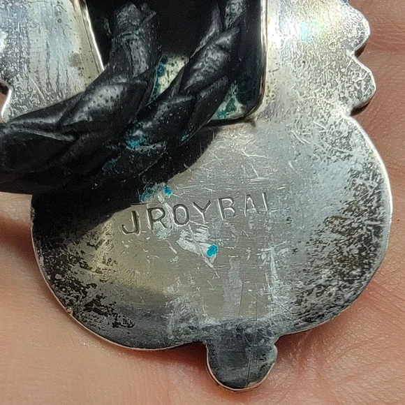 J. Roybal Silver and Turquoise Bolo Tie - Picture 4 of 6